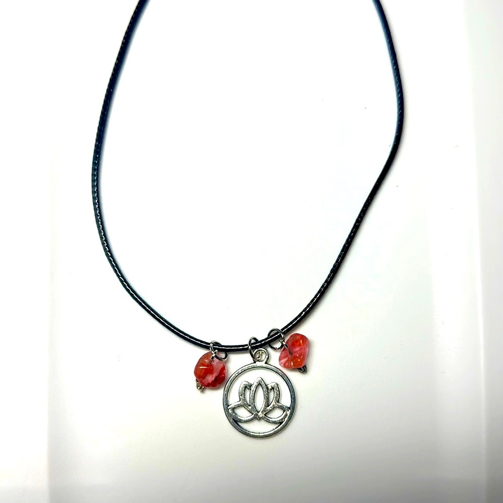 Lotus Flower with Rose Quartz Handmade Necklace